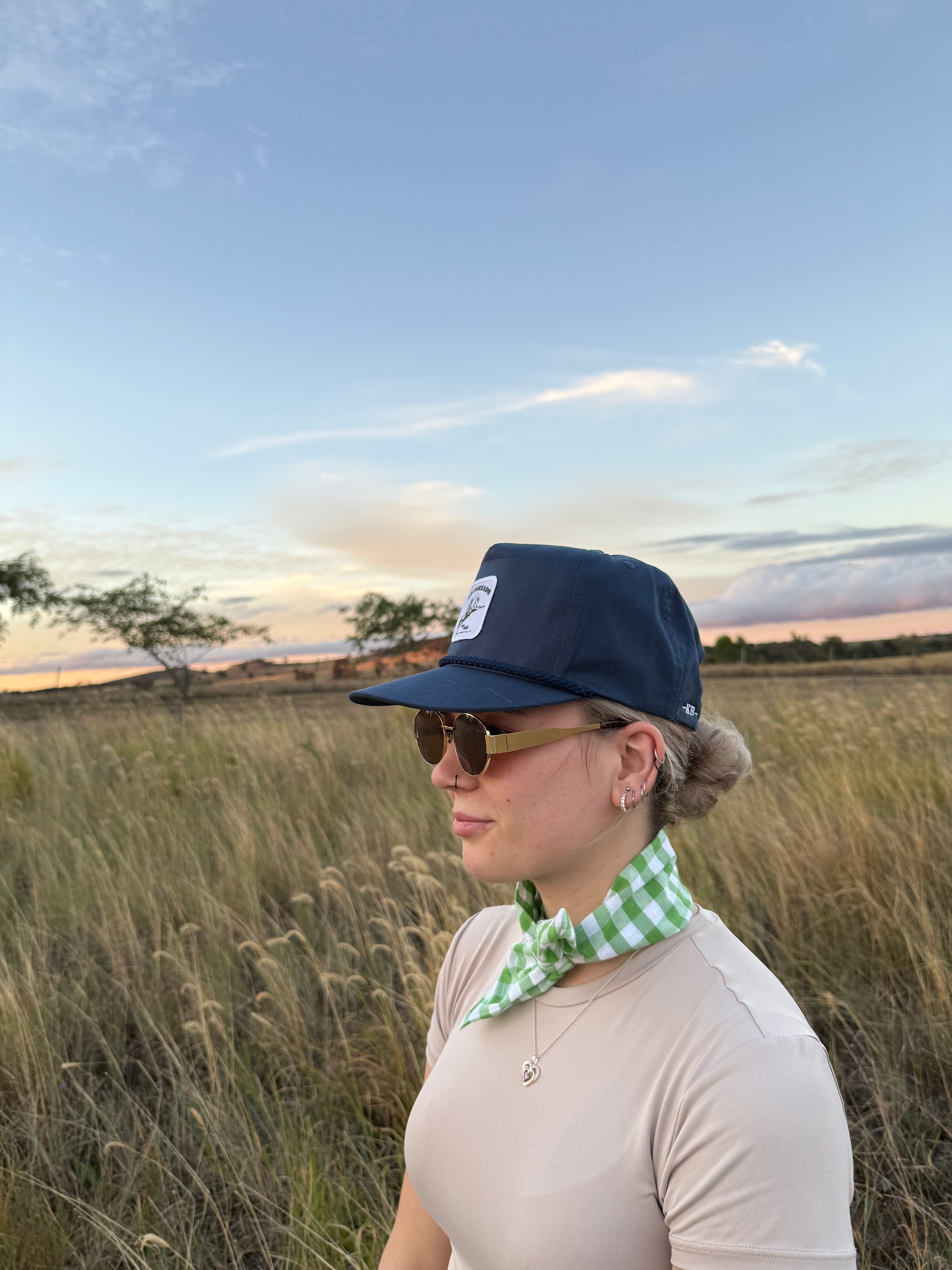 GINGHAM GREEN NECK TIE