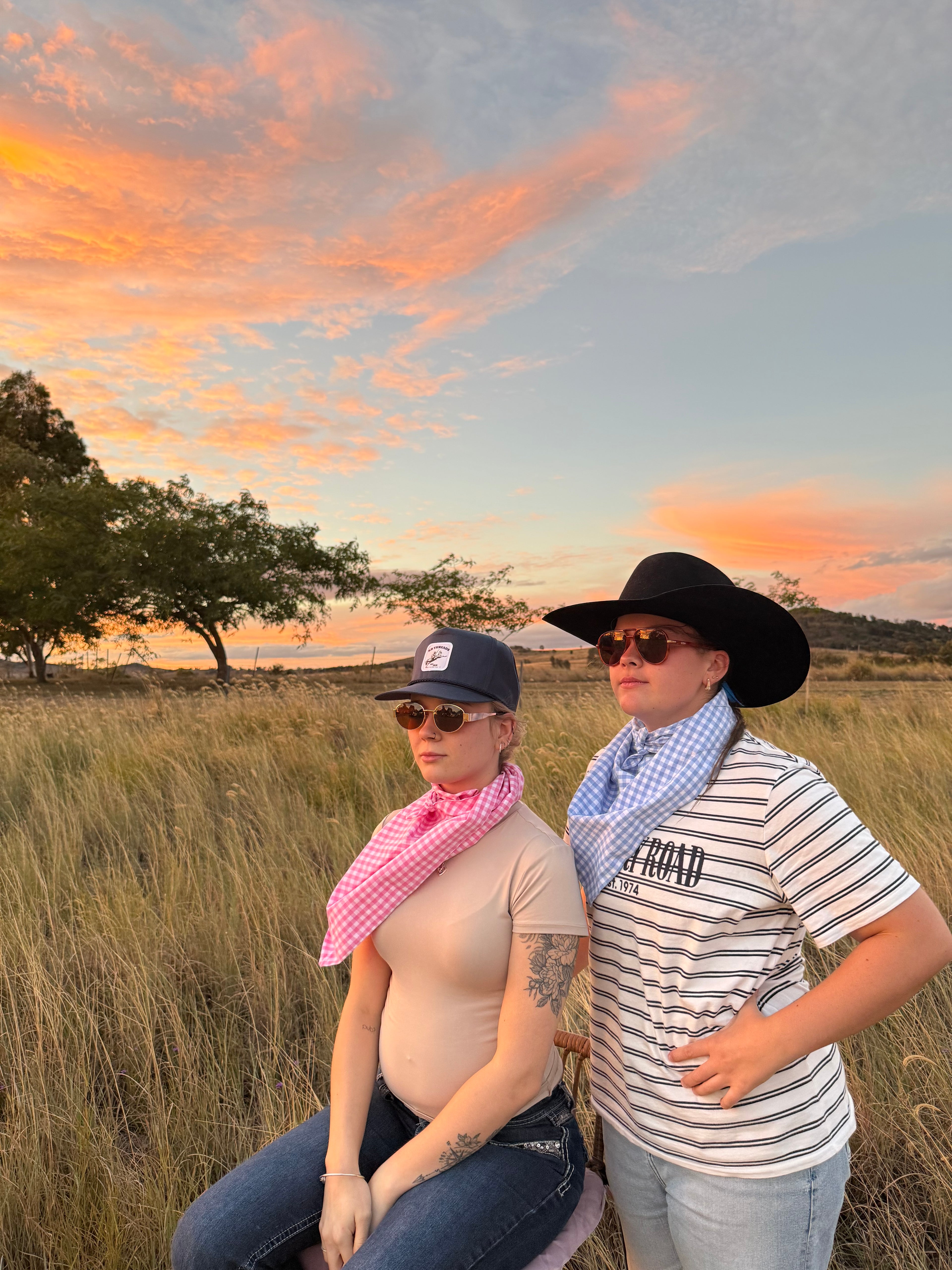 GINGHAM BLUE NECK SCARVES