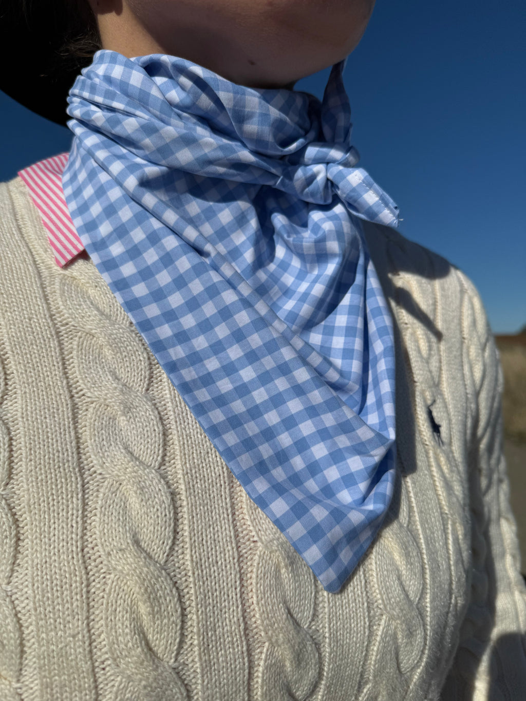GINGHAM BLUE NECK SCARVES