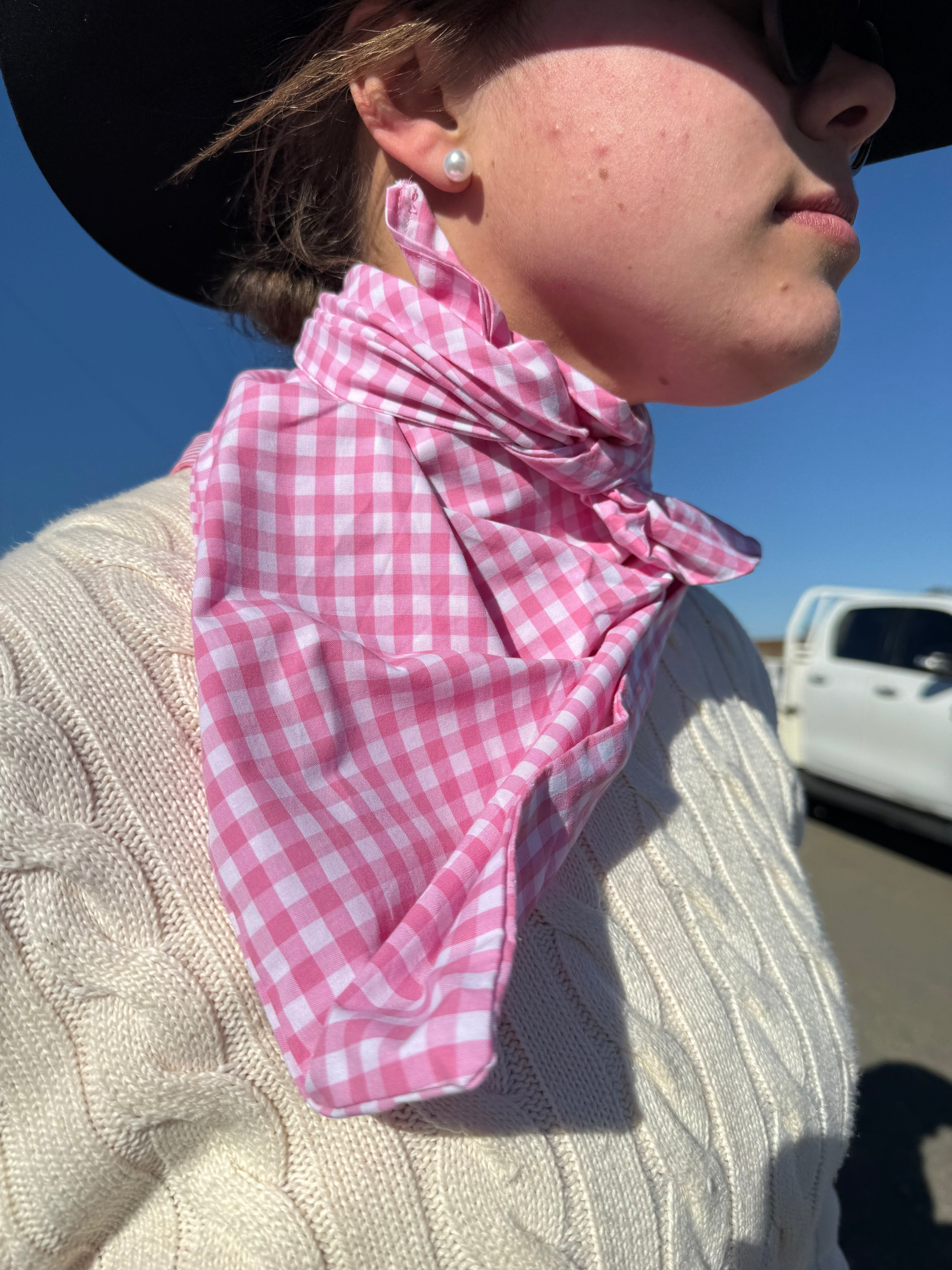 GINGHAM PINK NECK SCARVES