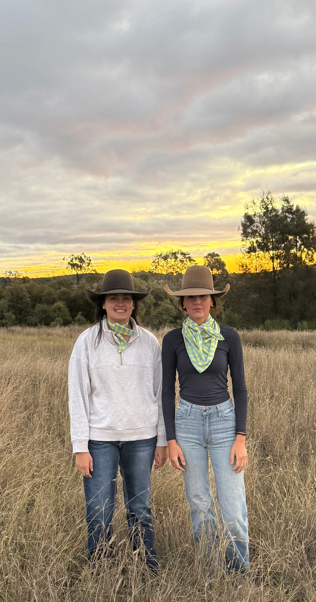 CHECK GREEN & BLUE NECK SCARVES