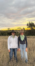 CHECK GREEN & BLUE NECK SCARVES