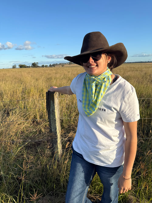 CHECK GREEN & BLUE NECK SCARVES